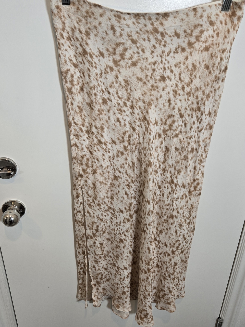 J. Crew Cream and Brown Speckled Midi Slip Skirt